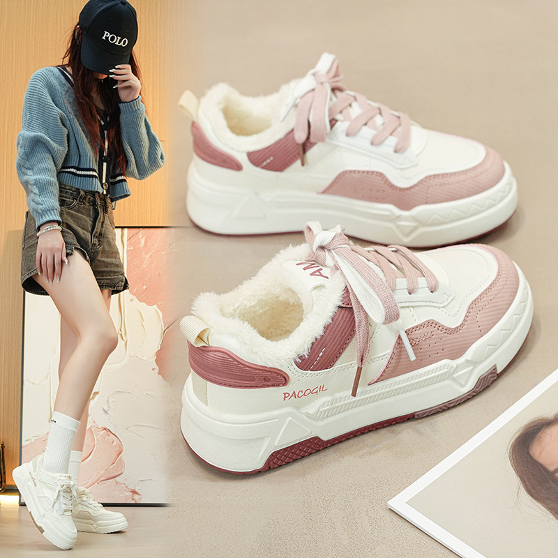 李宁国潮2023冬季新款小白鞋女韩版加绒学生百搭运动保暖棉鞋女16