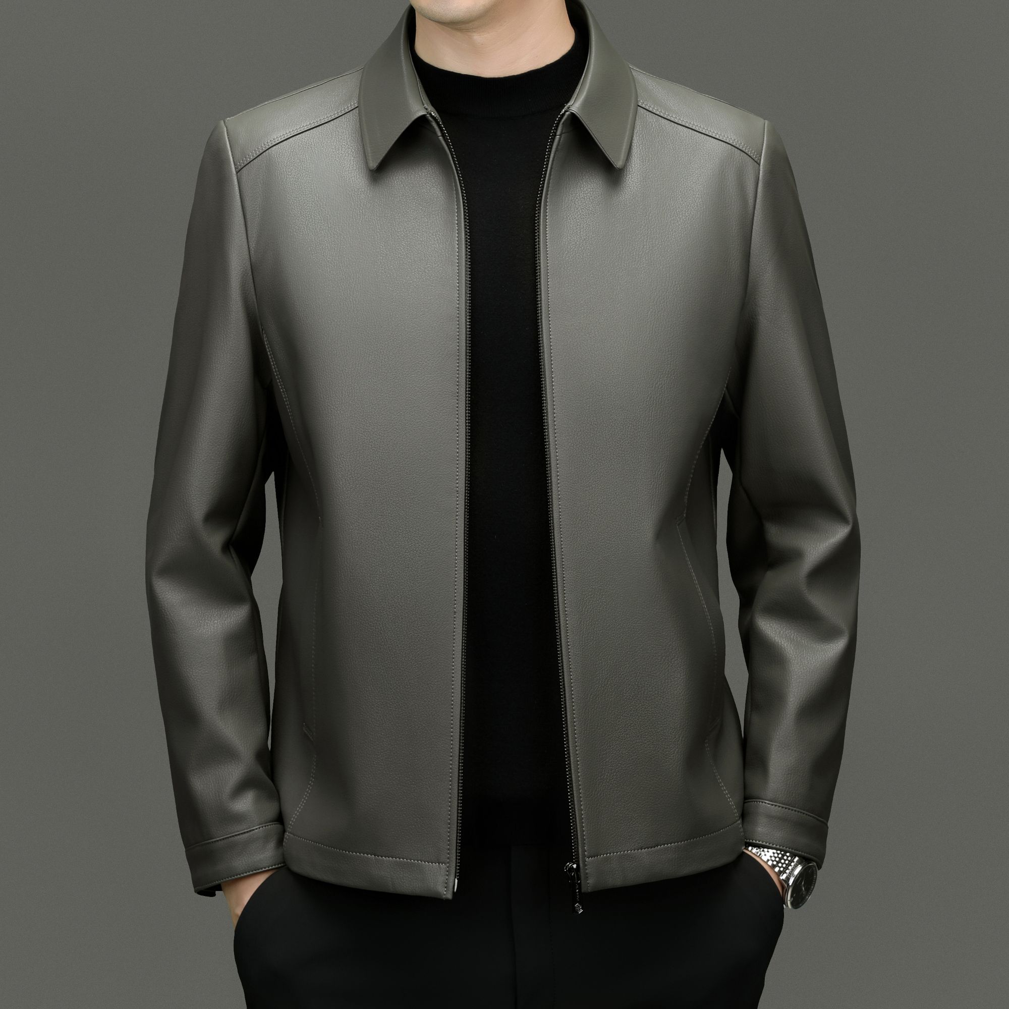 【海宁路易】8333秋装款2025年 男士新款时尚（ 立翻领）休闲外套-FA