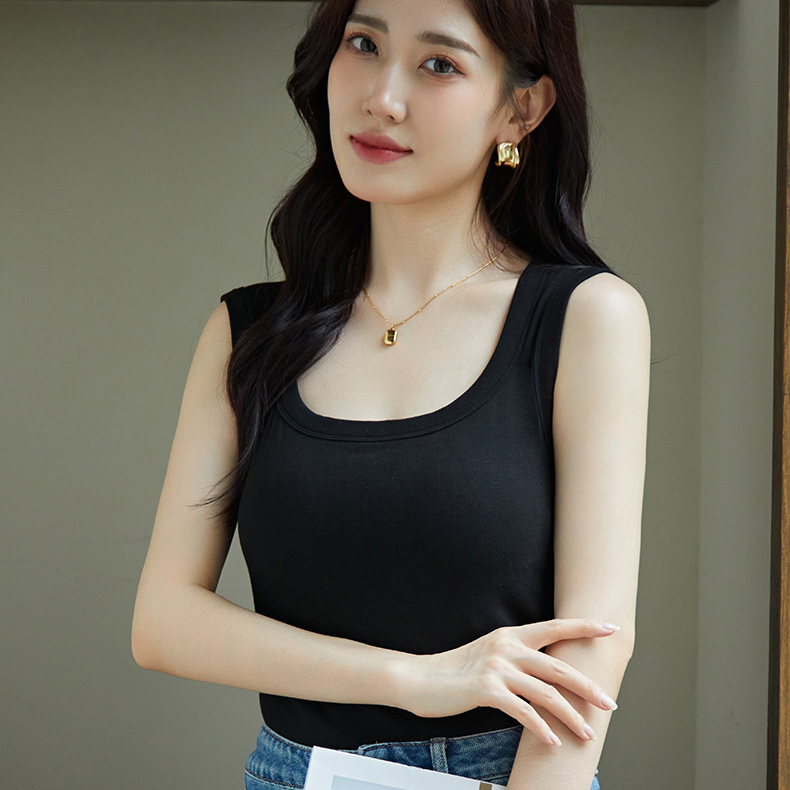 【琴姐高定】打底显瘦修身百搭大U领免穿Bra背心