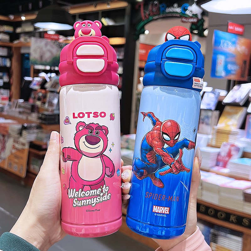 Disney/迪士尼公仔头保温杯316镜面内胆高颜值小学生上学吸管杯
