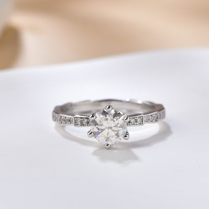 925银莫桑石银制品 【蛇骨皇冠]1-2克拉结婚奢华经典订婚女戒简约