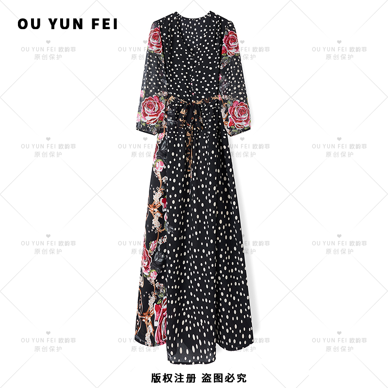 高级感连衣裙女早秋新款气质显瘦穿搭时尚轻奢洋气印花长裙F1626