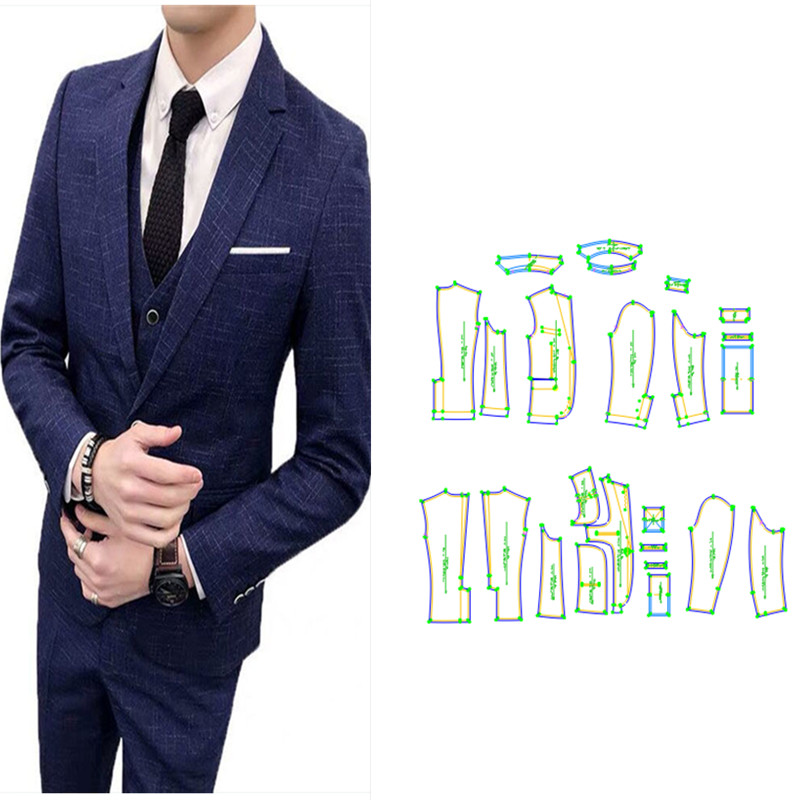 服装纸样418男士西服马甲时尚修身洋气商务正装缝纫裁剪图DIY