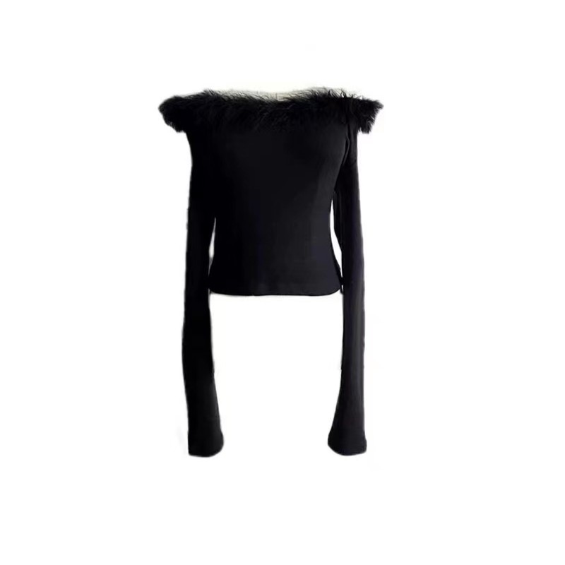 LE BON TEMPS一字领锁骨毛衣领针织上衣c800855