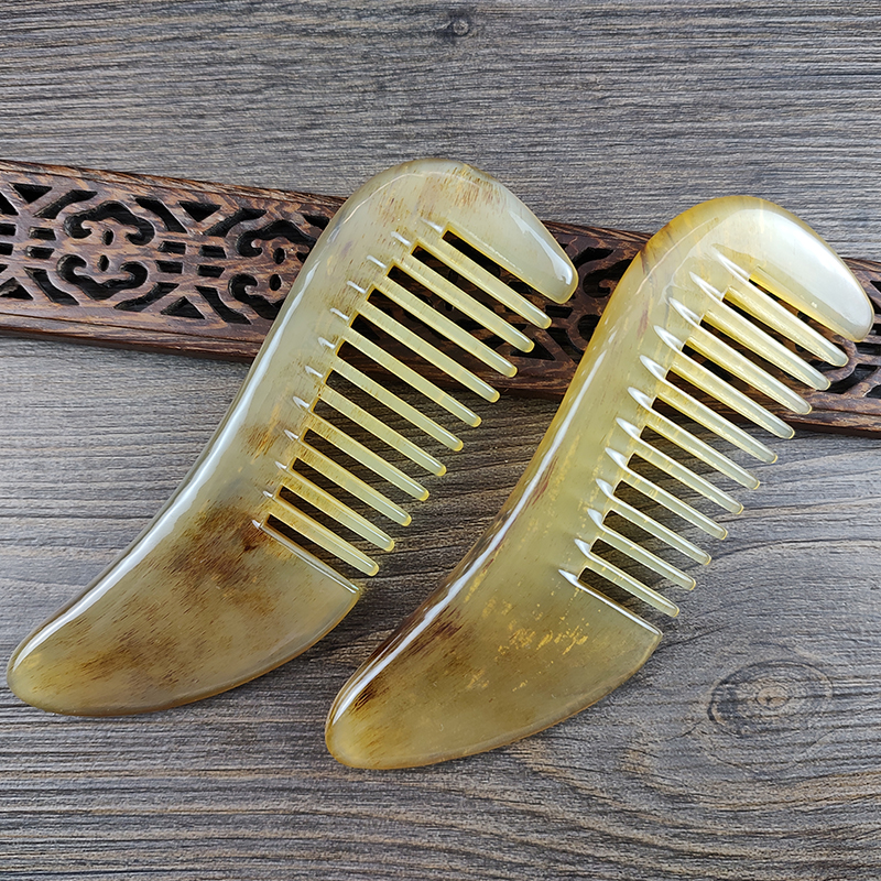 加厚便携发梳牦牛角梳正宗女士大号宽齿翘尾羊梳子精品梳头顺发