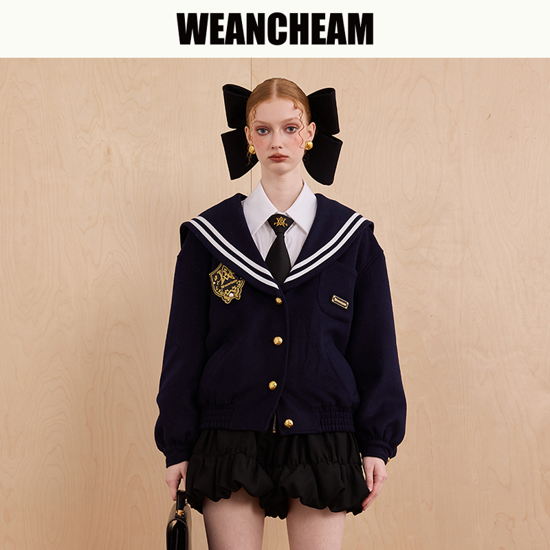 WEANCHEAM未未姆十个晴天魔法学院系列海军领夹克外套W14QDT018