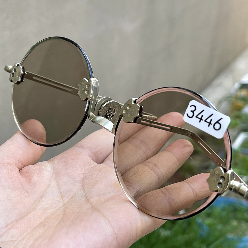 对称石纹带小棉 60直径3.5厚 纯天然茶水晶老石头眼镜大圆 反梁子