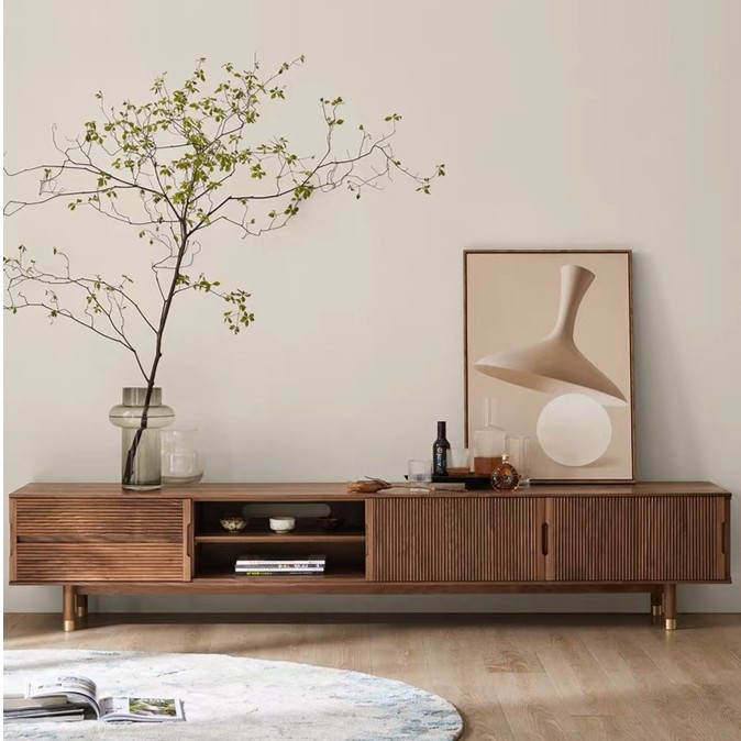 北美黑胡桃木电视柜现代简约小户型客厅地柜