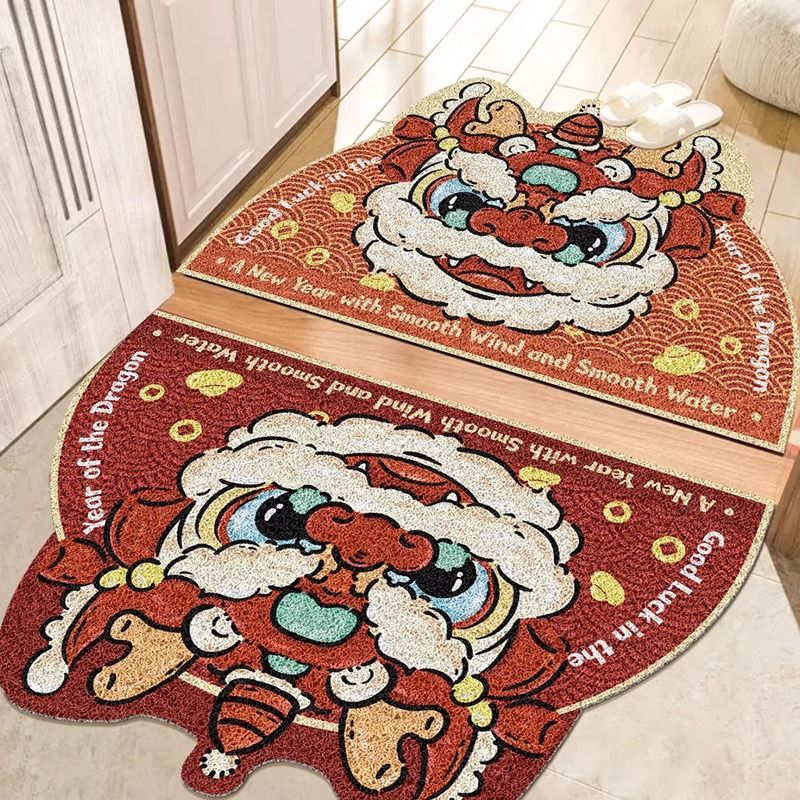入户门地垫丝圈喜庆龙年进门垫玄关门口除尘地毯可裁剪耐脏脚垫子