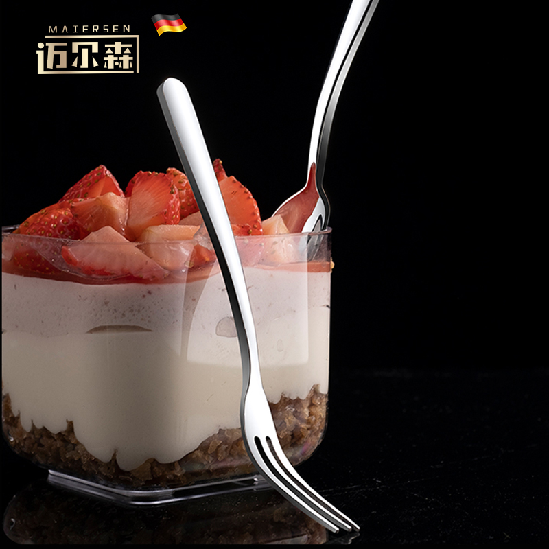 精美水果叉304不锈钢蛋糕叉 创意月饼叉子 甜品叉水果签5支套装厚