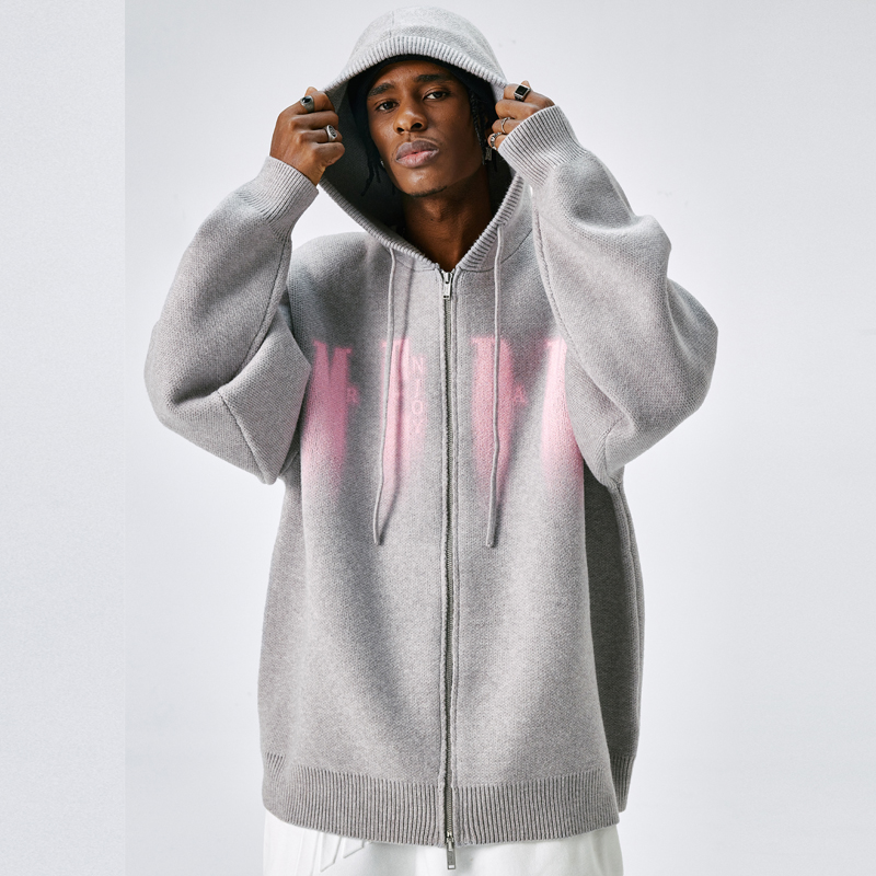 【严浩翔同款】 MEDM幻影毛衣开衫男女秋季拉链针织休闲连帽外套