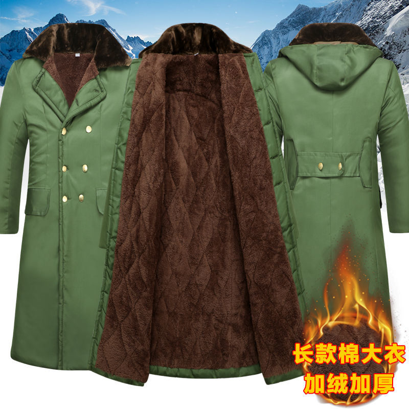 【小扬哥推荐】冬季棉大衣加绒加厚长款过膝绿大衣东北冷库防寒服