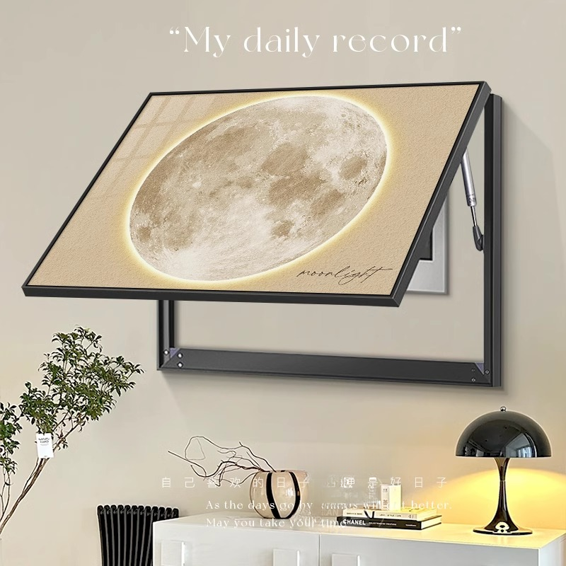 奶油原木风月球电表箱装饰画ins餐厅配电箱挂画多媒体盒遮挡定制