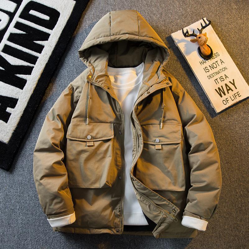 男装潮牌日式山系潮牌工装棉衣男士冬季加厚加绒保暖连帽棉服外套