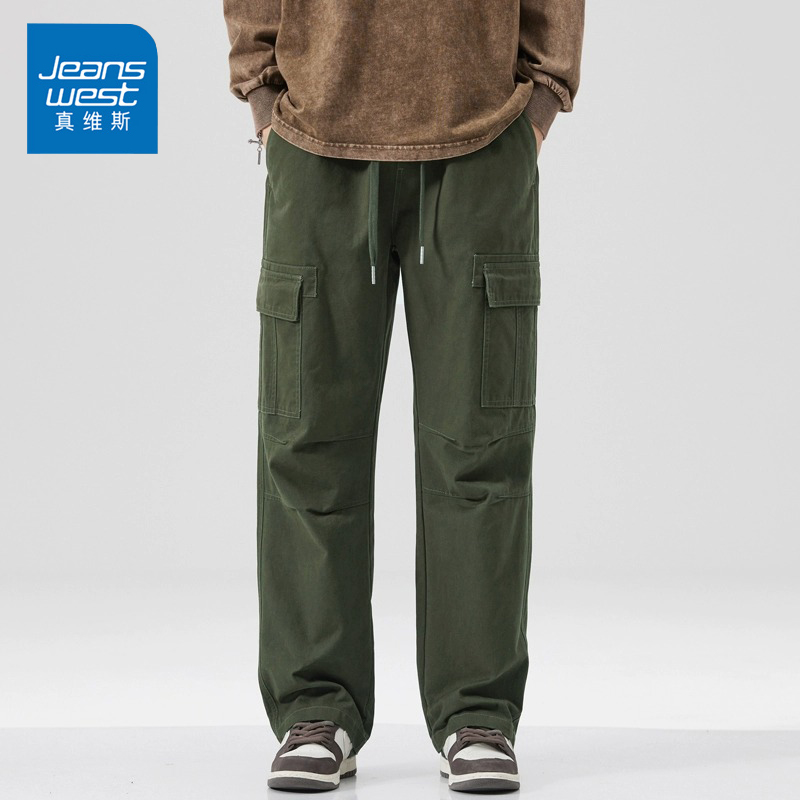 Jeanswest/真维斯潮牌秋冬男士休闲裤美式工装复古重磅宽松直筒裤