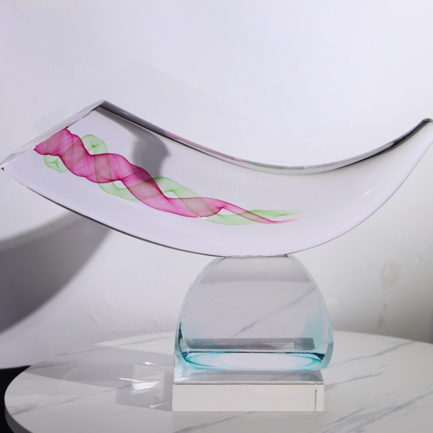 晶莹琉璃【生命的涡轮】现代意式轻奢极简纯手工高档琉璃摆件