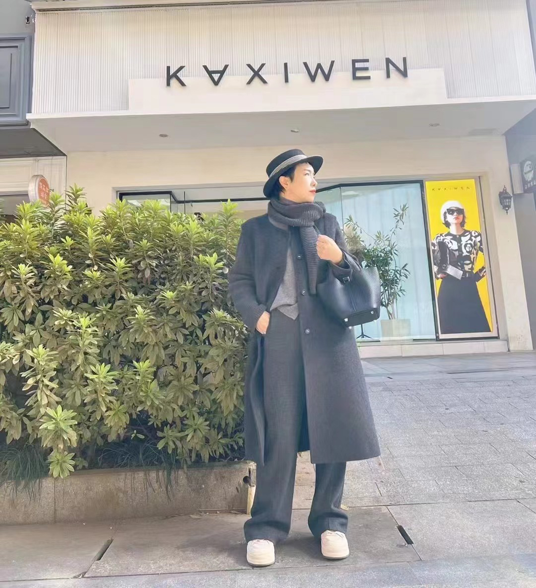 法式毛呢外套女秋冬轻奢气质绑带蝴蝶结大衣