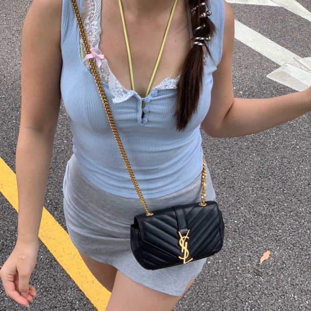 95新 YSL/圣罗兰 Ysl黑金小可爱小方包单肩斜挎包D1540