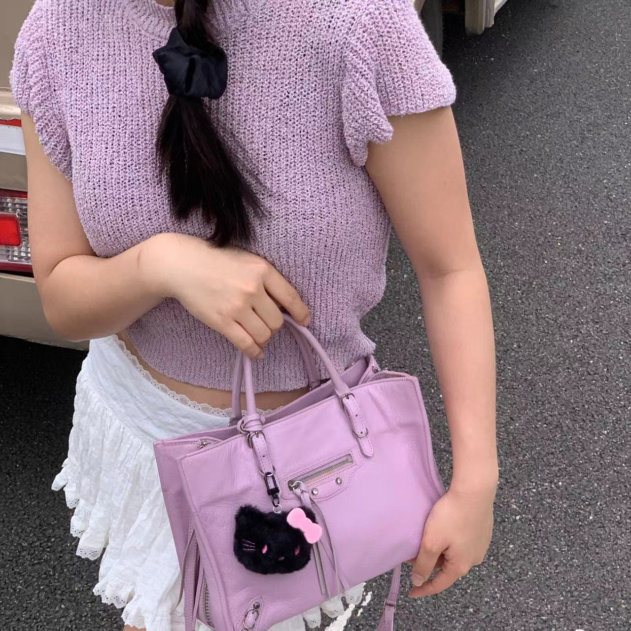 95新 Balenciaga/巴黎世家 宠粉一口价！粉色机车小托特包c