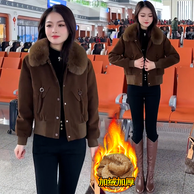 加绒加厚派克服2025年秋冬季流行新款小个子设计感棉服保暖厚外套