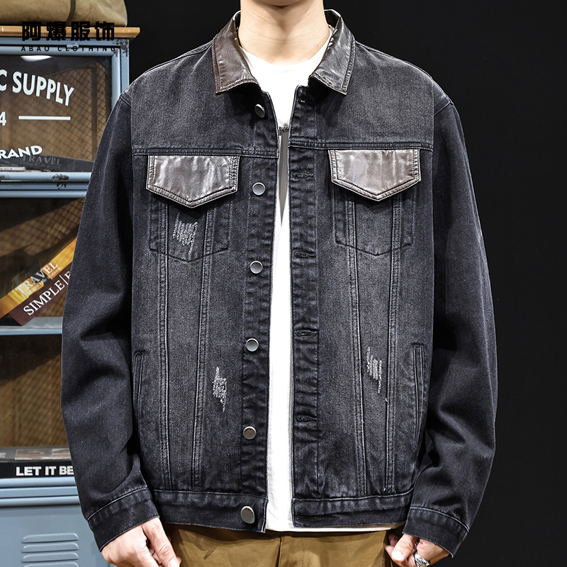【阿爆服饰】美式复古牛仔外套男秋季新款工装百搭宽松大码休闲夹克
