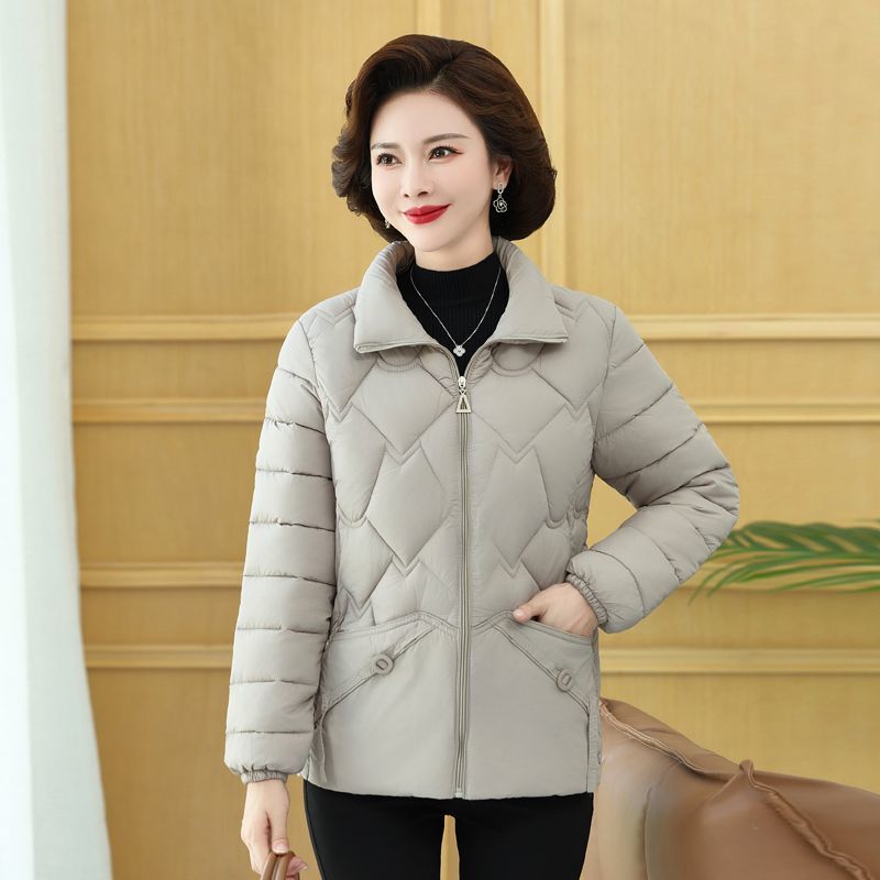 雅鹿短款轻薄棉衣女中年妇女中老年羽绒服修身洋气外套妈妈冬装百