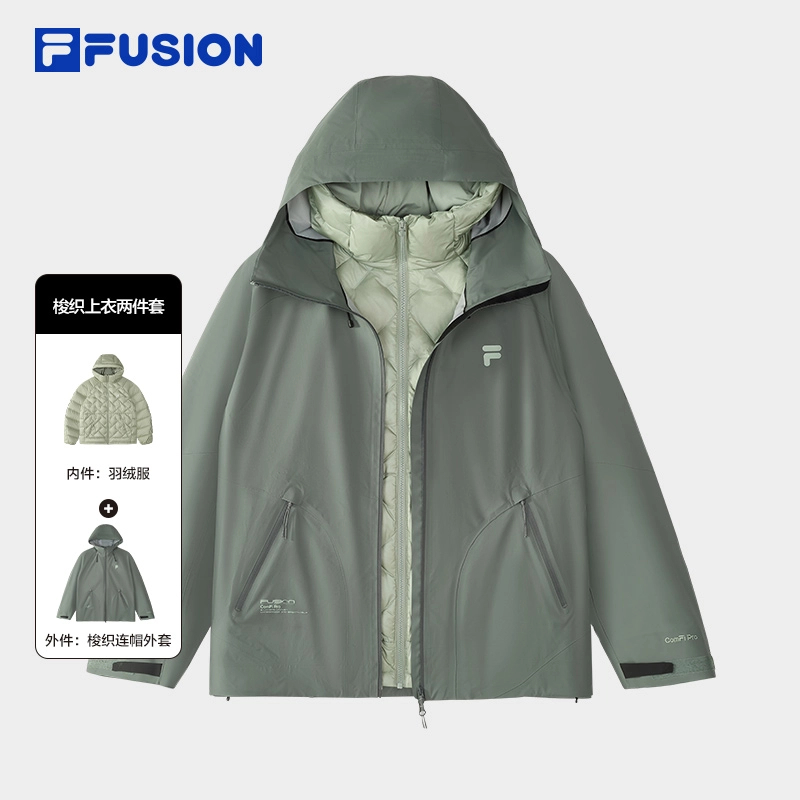 FILA FUSION斐乐连帽防风保暖户外运动羽绒服两件套 T11M441905F