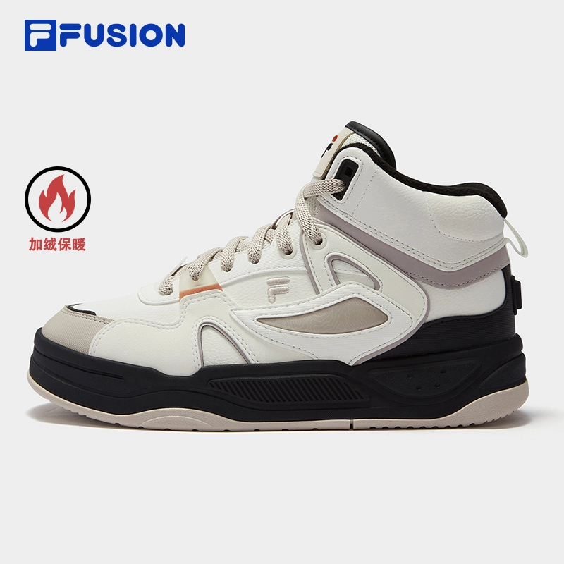 FILA FUSION【加绒款】情侣鞋BANK 中帮酷板鞋冬款保暖T12W442908F