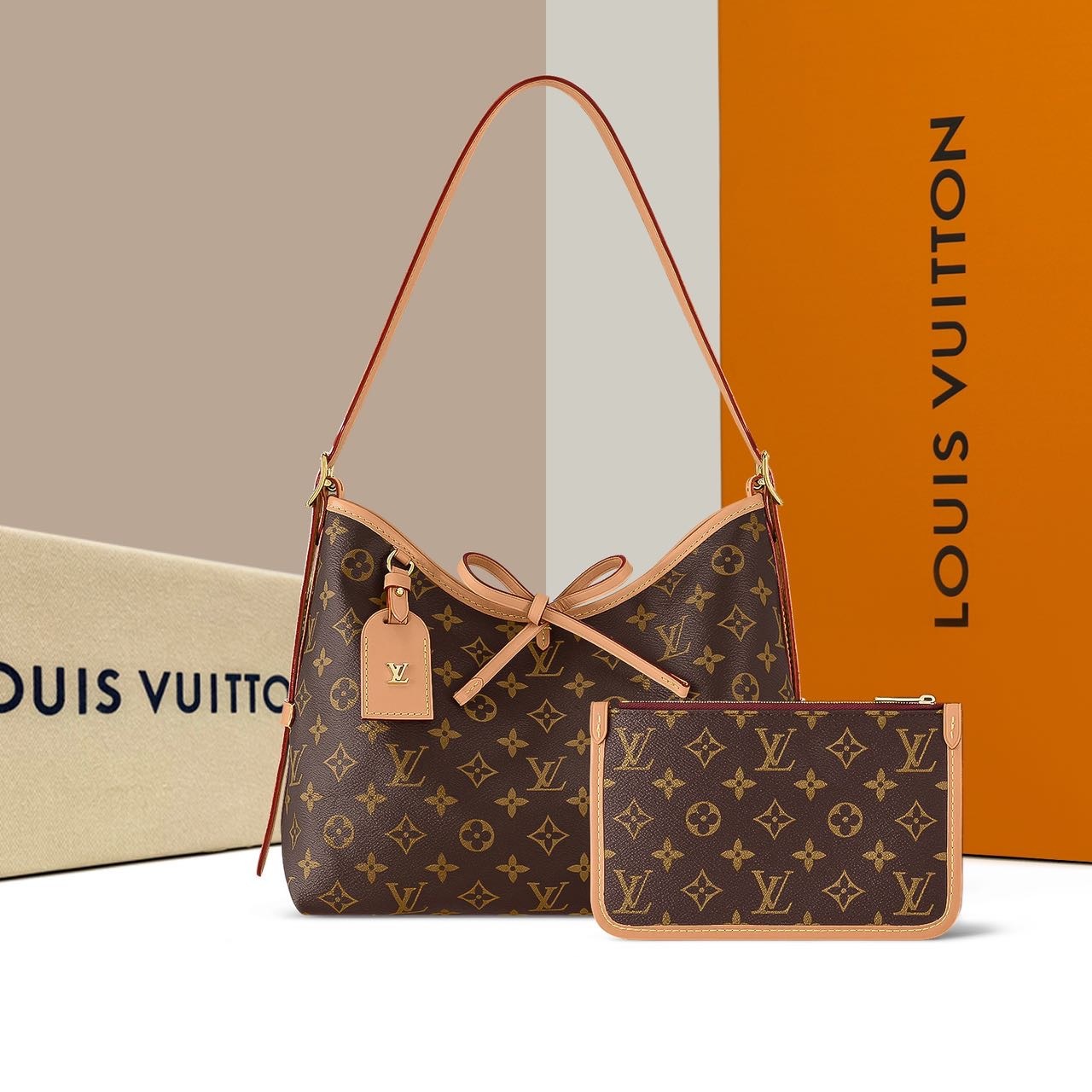 全新未使用 LouisVuitton/路易威登 芯片款Carryall手袋小号/中号