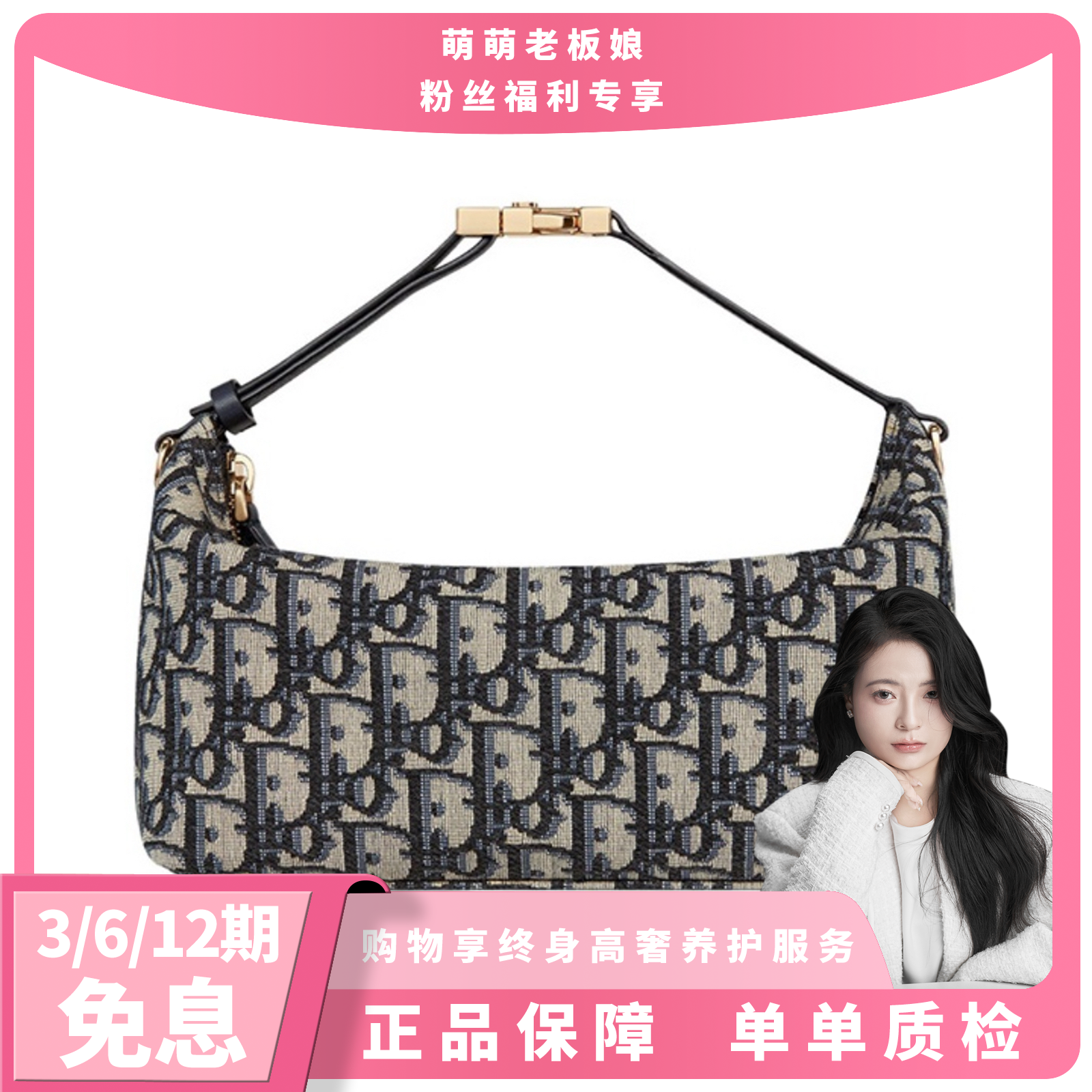 全新未使用 DIOR/迪奥 老花Nomad系列饭盒手提包中号