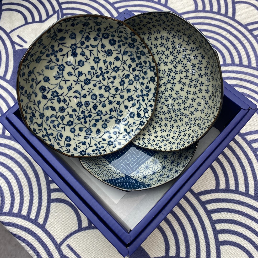 【3件套】日本进口美浓烧陶瓷餐盘八角盘日式甜品盘