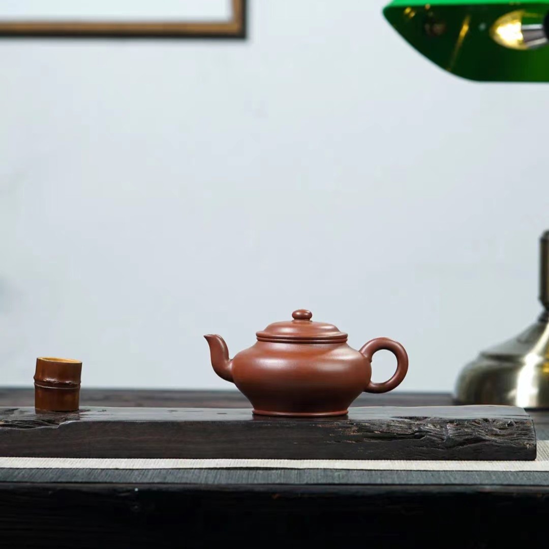 娄祝剑制作 景舟虚扁紫砂壶 全手工制作 清水泥 约230cc