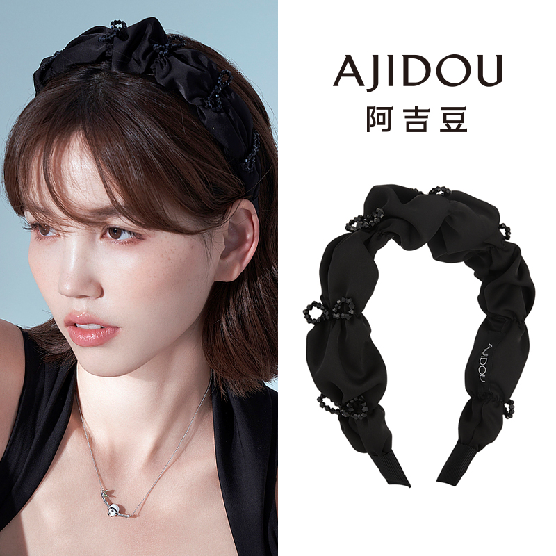 AJIDOU阿吉豆灵动可爱水晶蝴蝶结织物发箍【XH】