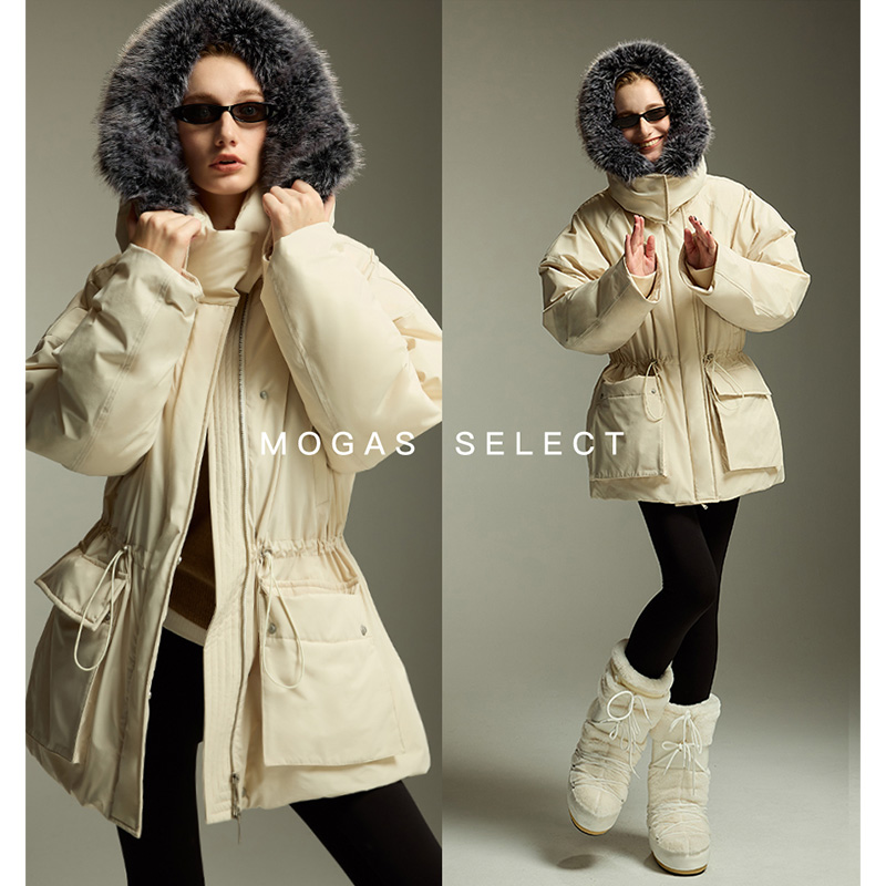 Mogas【达人专属】保暖王炸 90白鸭绒中长款收腰羽绒服