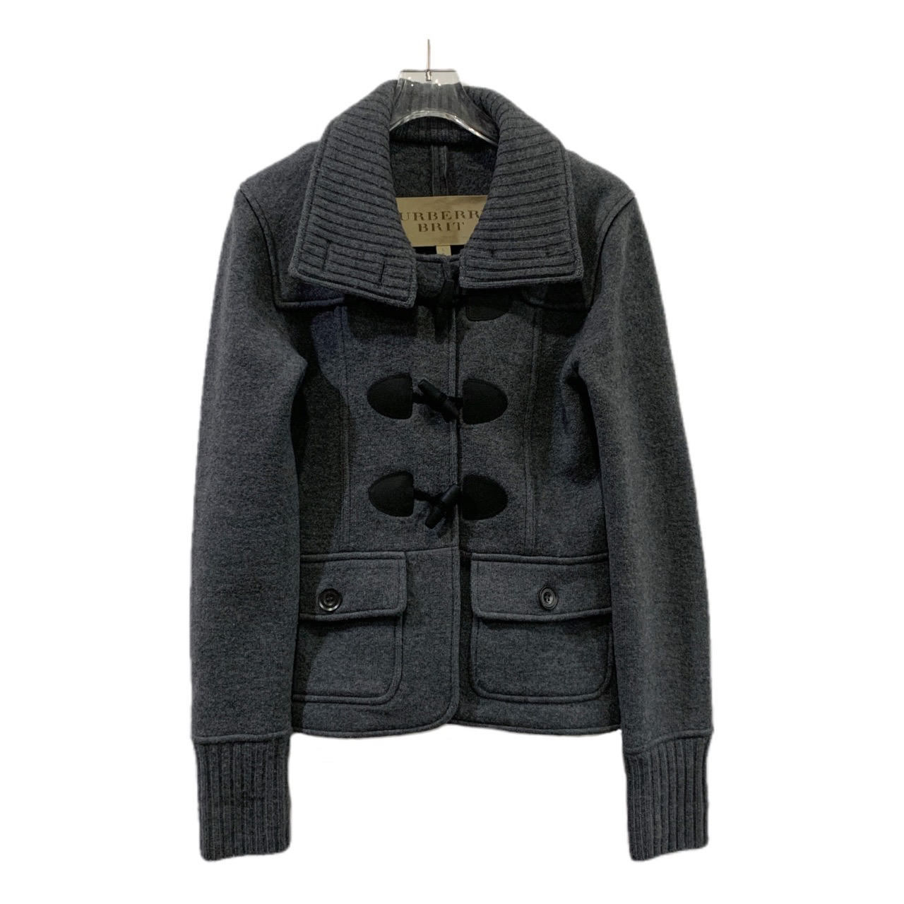001160 Burberry 灰色牛角扣羊毛外套 S码/98新