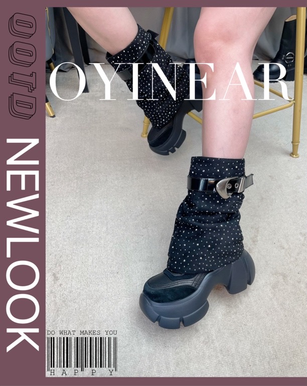 福利款英伦朋克女袜套暗黑系辣妹搭扣黑色腿套堆堆袜靴筒