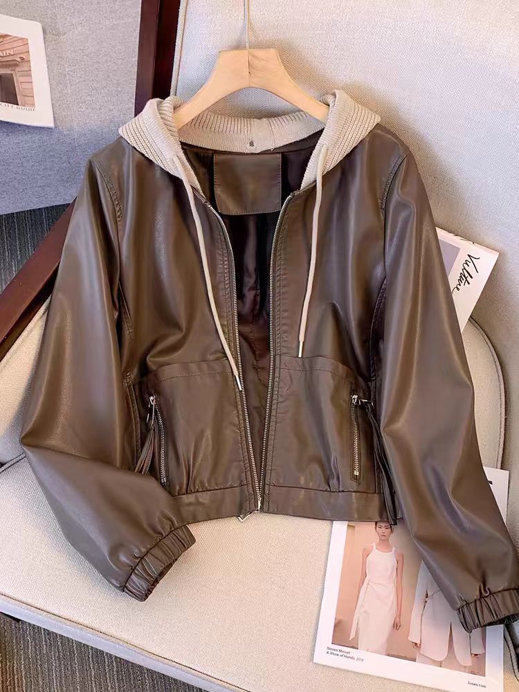 （01-10）秋冬季新款休闲小皮衣外套女宽松显瘦pu皮时尚短款夹克