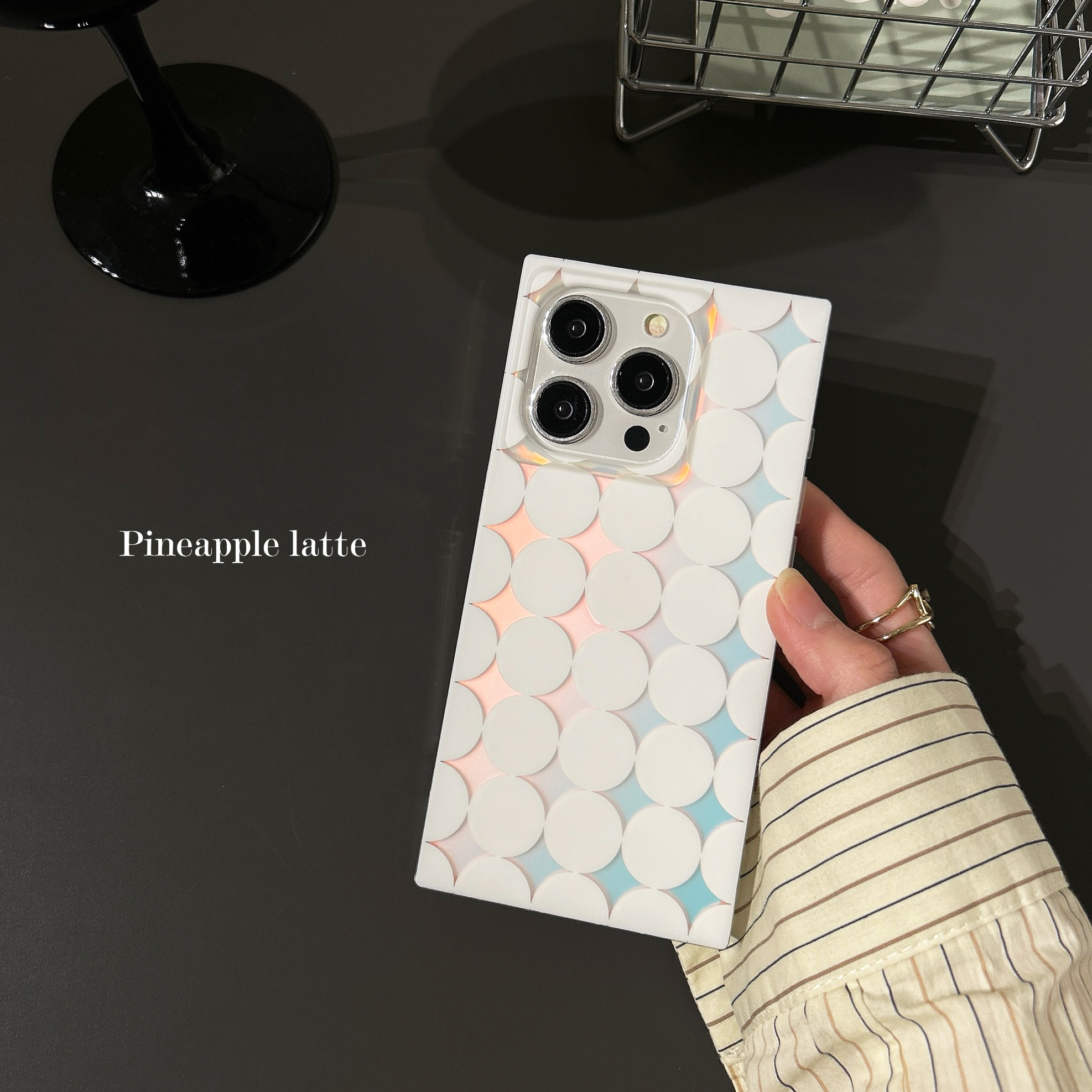  ins风镭射高级感方形苹果15ptomax手机壳14简约小众网红爱心防摔