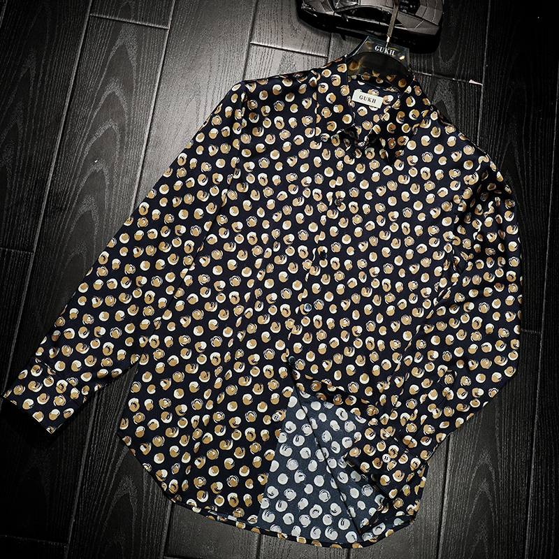 【清】秋季新款桑蚕丝长袖衬衫男士花色衬衣百搭真丝男装ZR5507-D