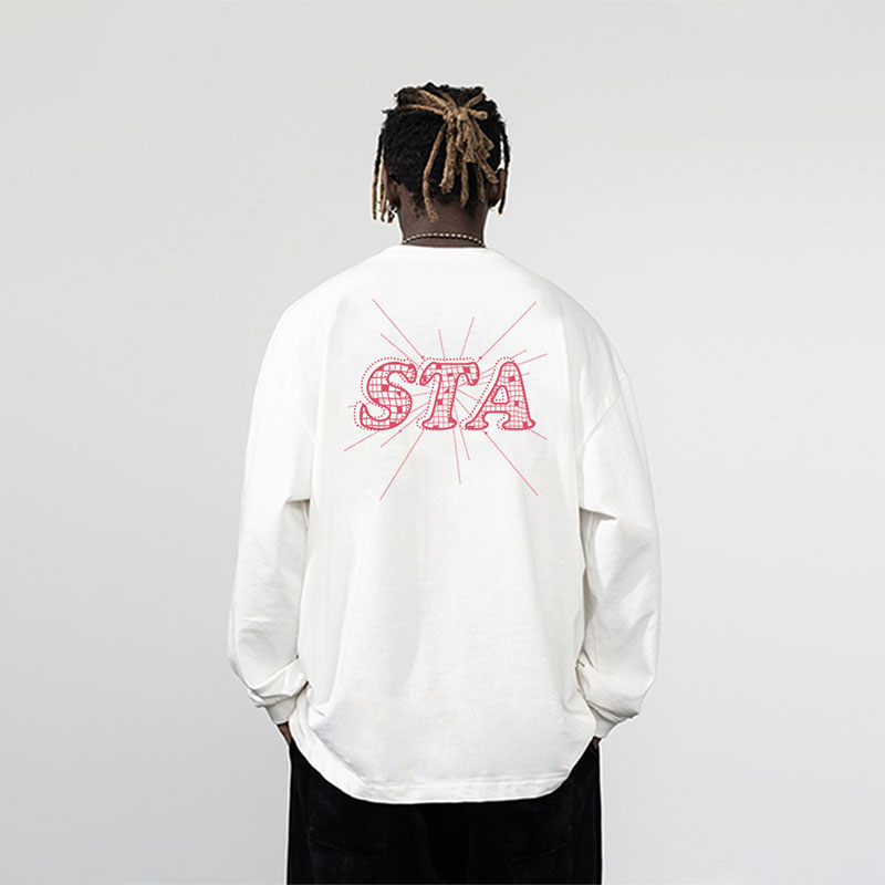 STA. SRXRMD美式钻石烟花春秋重磅长袖T恤男纯棉潮牌宽松情侣上衣