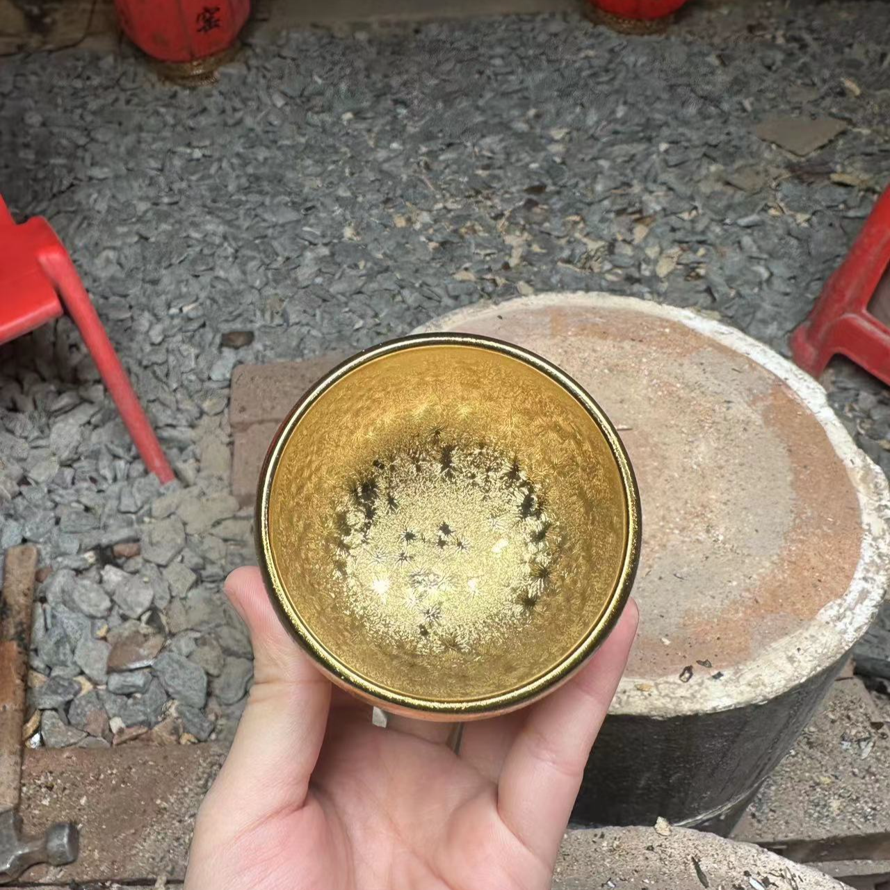 瓷器主人杯双面金禅定杯