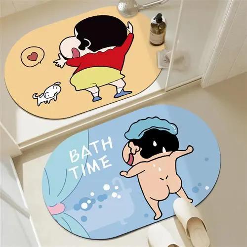 卡通动漫硅藻泥地垫浴室门口椭圆形吸水速干脚垫家用可洗防滑地垫