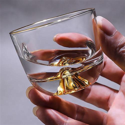 藏金杯透明水杯手工高档家用耐热主人杯功夫茶杯高端玻璃茶溜子