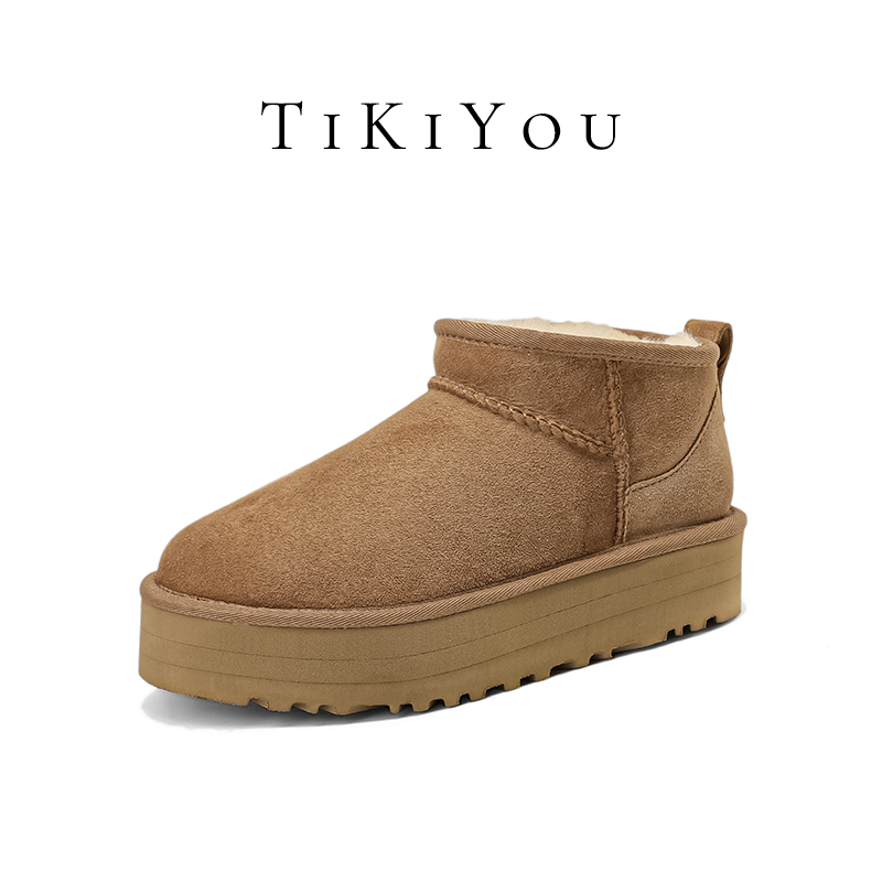 TiKiYou秋冬雪地靴舒适休闲百搭厚底女士保暖时尚加绒加厚毛毛鞋