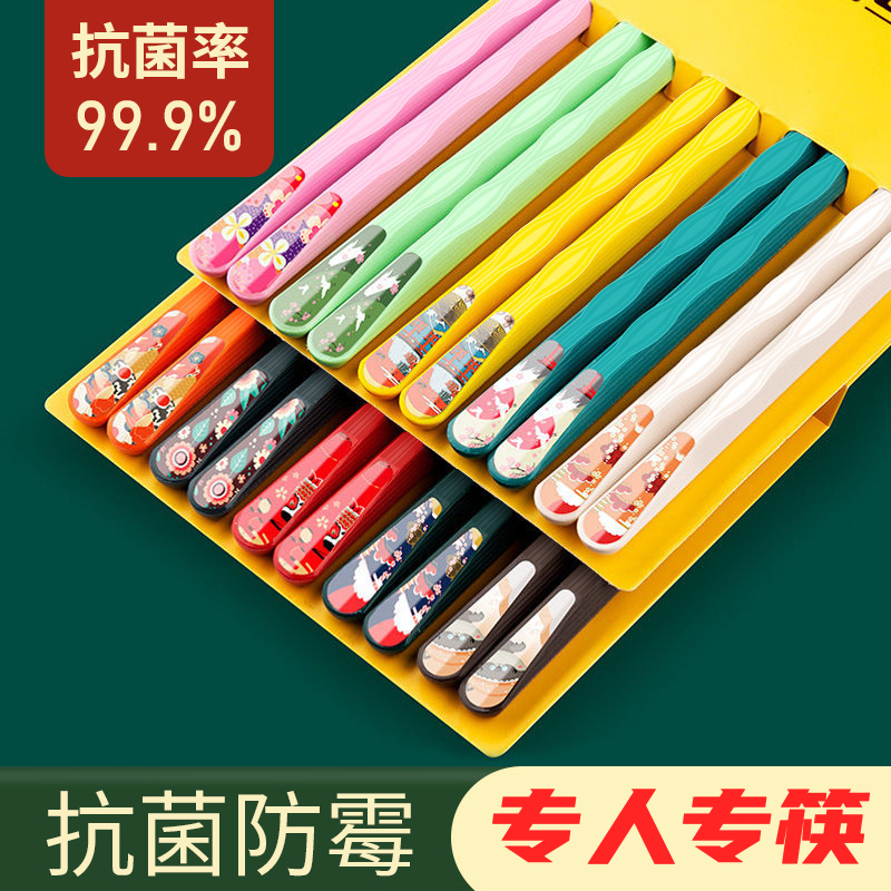 分餐筷子防霉防滑无漆无蜡耐高温网红轻奢合金筷家用分餐筷子国潮