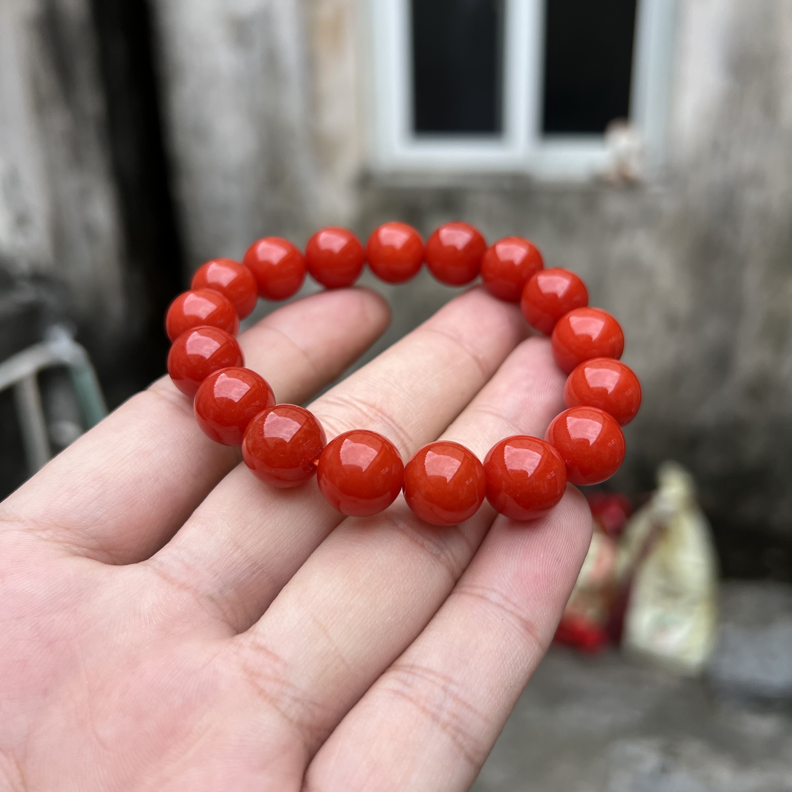 A515 辣红单圈卡12mm手串时尚素圈红色满色