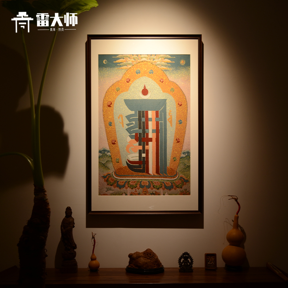 刺绣十相自在唐卡茶室玄关装饰画客厅背景墙挂画沙发餐厅入户门挂