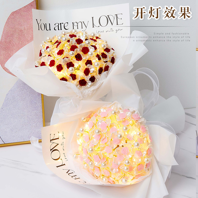 38女神节礼物玫瑰花束手工自制diy手捧花材料包送妈妈女朋友生日商品图