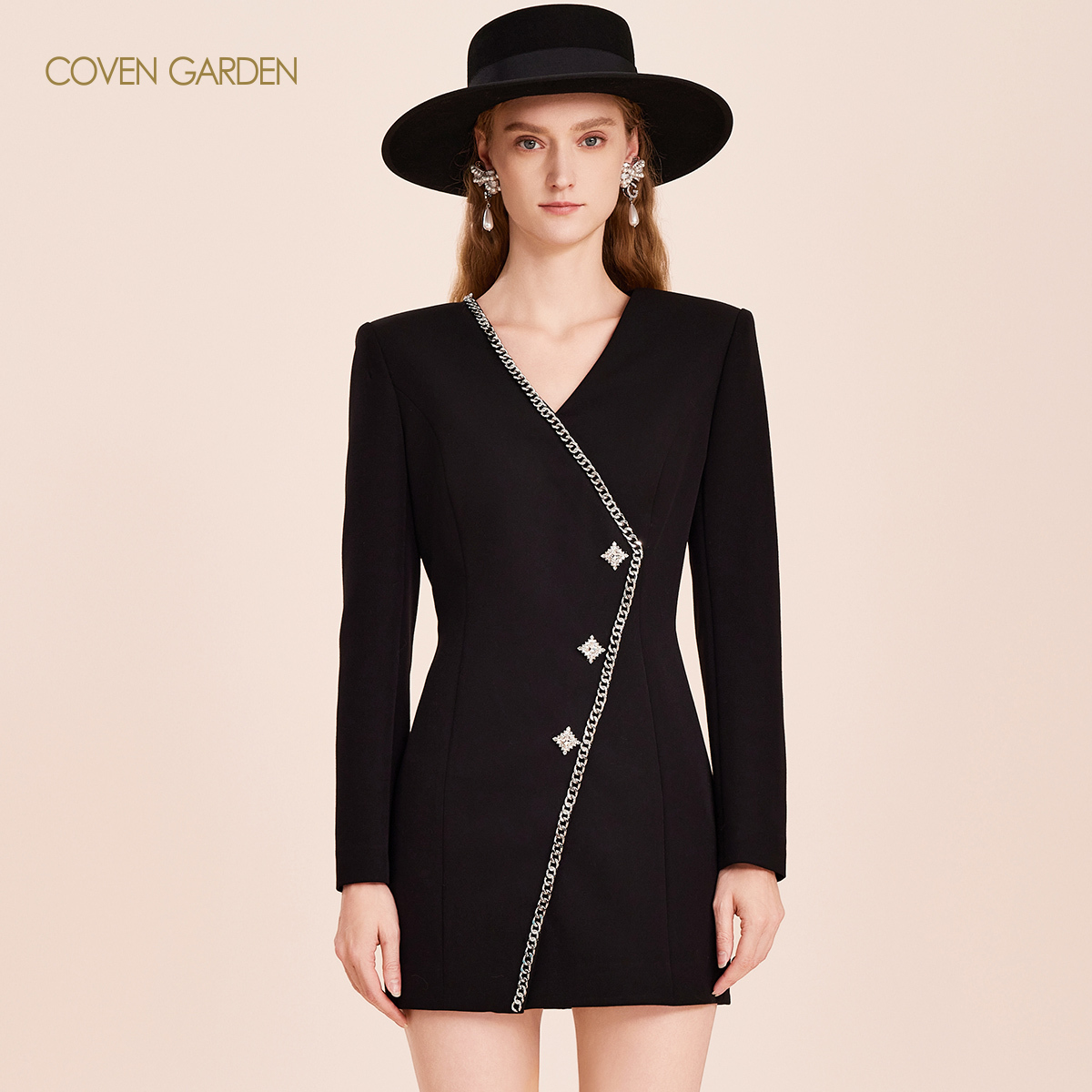 哥文花园 职业黑色西装连衣裙 CLC4082058