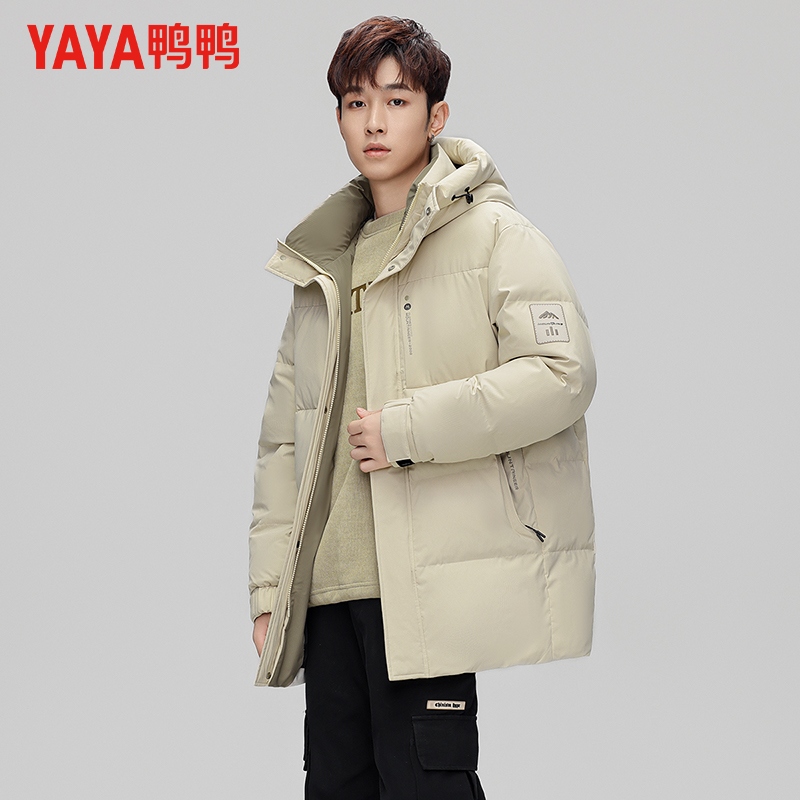 【户外连帽】鸭鸭冬季羽绒服中长款连帽防风保暖加厚休闲百搭外套